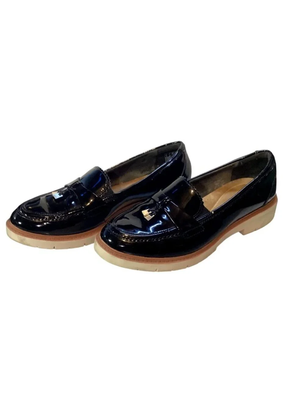 Clarks Collection Women's Black Patton Slip On Loafers Size 11M Pre-Owned NICE